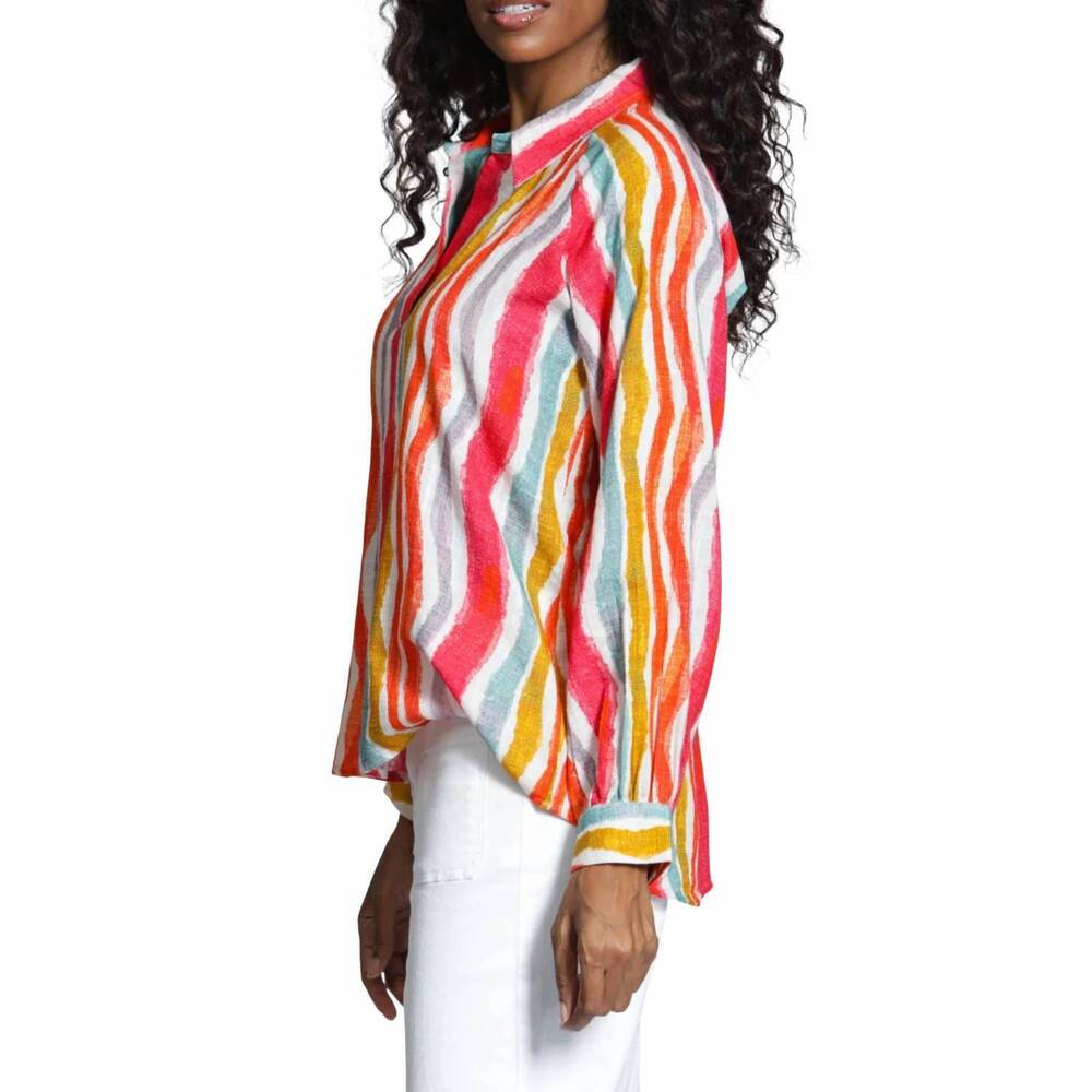 NEW APNY half-plaket pullover blouse in hibiscus multi - Picture 3 of 3
